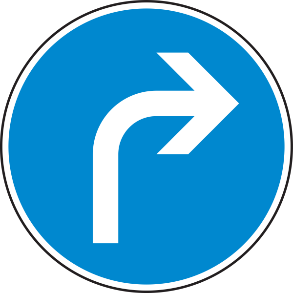 Vorgeschriebene Fahrtrichtung rechts