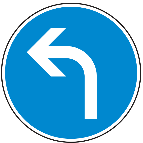 Vorgeschriebene Fahrtrichtung links