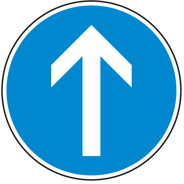 Vorgeschriebene Fahrtrichtung geradaus