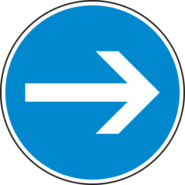 Vorgeschriebene Fahrtrichtung hier rechts