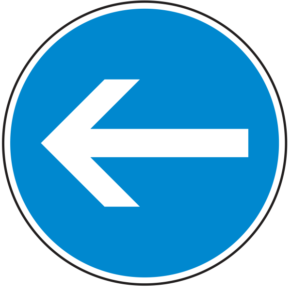 Vorgeschriebene Fahrtrichtung hier links