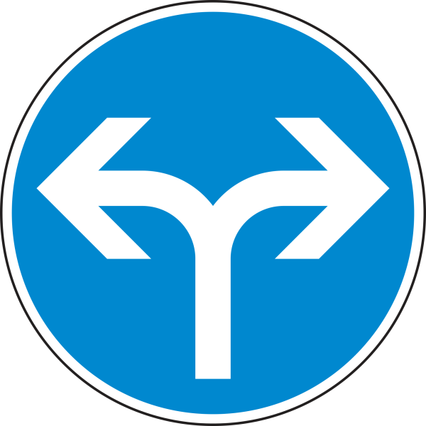 Vorgeschriebene Fahrtrichtung rechts oder links