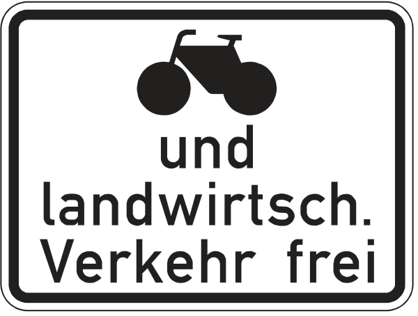 Radfahrer und landwirtschsftlicher Verkehr frei