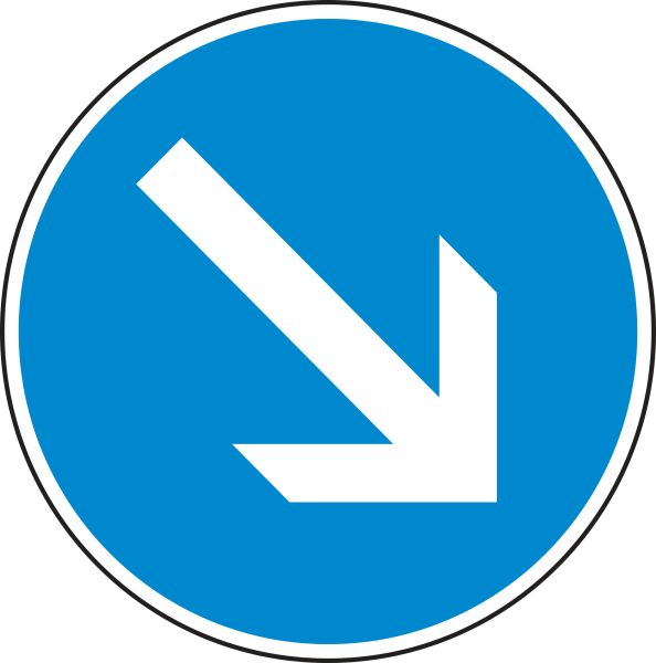 Vorgeschriebene Vorbeifahrt rechts vorbei