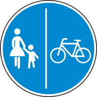 Getrennter Rad- und Gehweg, Radweg rechts