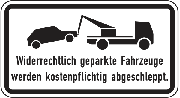 Widerrechtlich geparkte Fahrzeuge werden kostenpflichtig abgeschleppt