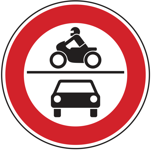 Verbot für Krafträder, auch mit Beiwagen,