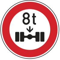 Verkehrszeichen 263 „Tatsächliche Achslast mit...