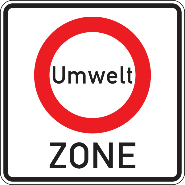 Beginn einer Verkehrsverbotszone zur Verminderung schädlicher Luftverunreinigungen