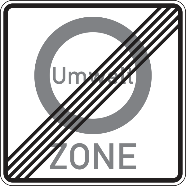 Ende einer Verkehrsverbotszone zur Verminderung