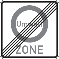 Ende einer Verkehrsverbotszone zur Verminderung