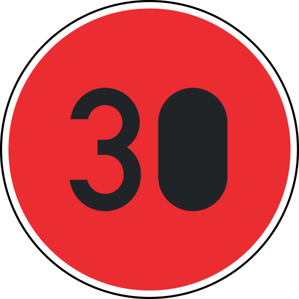 Zulässige Höchstgeschwindigkeit "30"