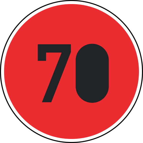 Zulässige Höchstgeschwindigkeit "70"
