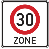 Beginn einer Tempo 30-Zone