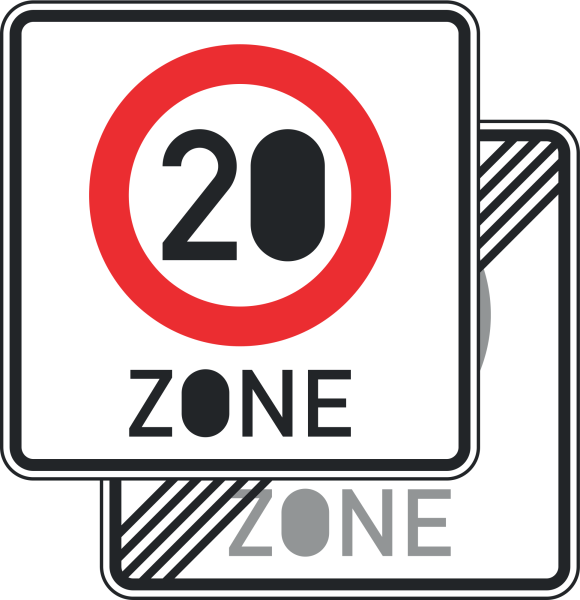 Tempo 20-Zone doppelseitig