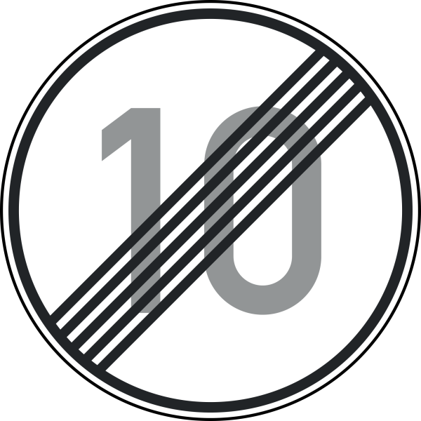 Ende der zulässigen Höchstgeschwindigkeit "10"