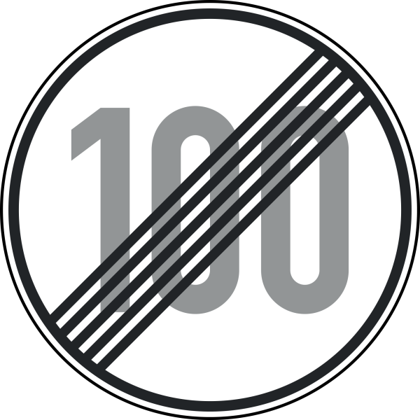 Ende der zulässigen Höchstgeschwindigkeit "100"