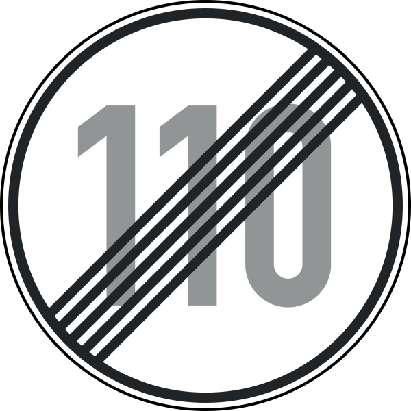 Ende der zulässigen Höchstgeschwindigkeit "110"