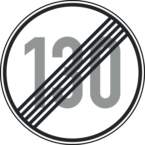 Ende der zulässigen Höchstgeschwindigkeit "130"