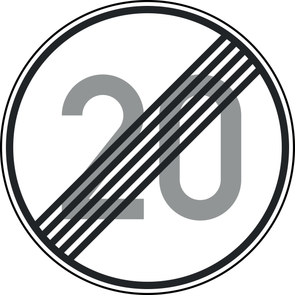 Ende der zulässigen Höchstgeschwindigkeit "20"