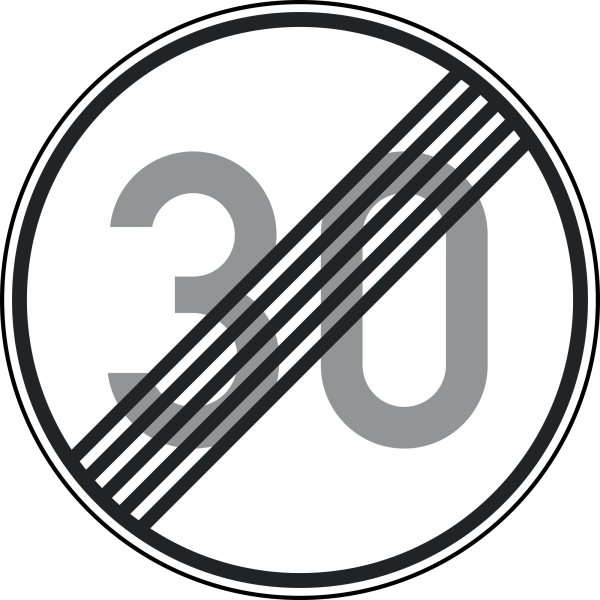 Ende der zulässigen Höchstgeschwindigkeit "30"