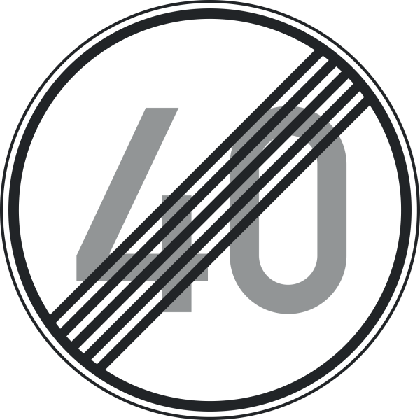 Ende der zulässigen Höchstgeschwindigkeit "40"