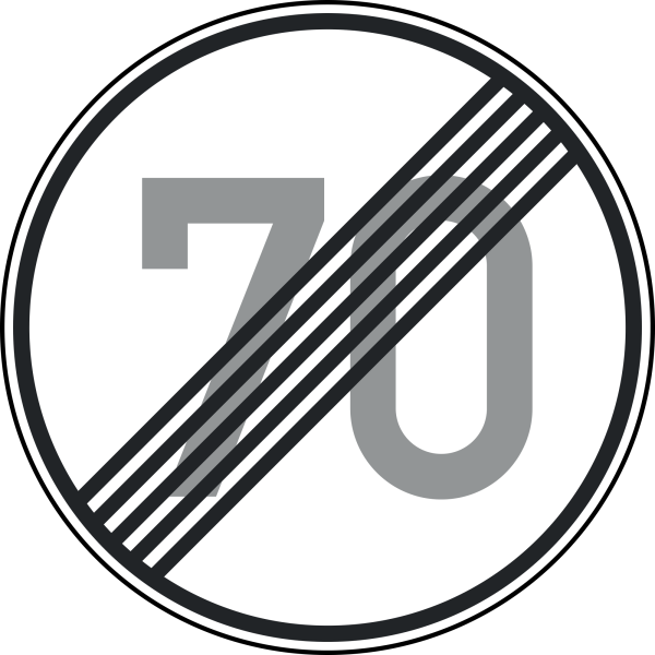 Ende der zulässigen Höchstgeschwindigkeit "70"