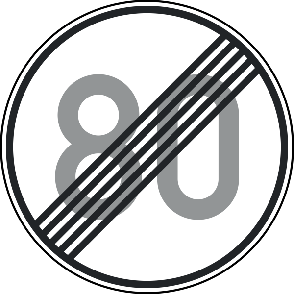 Ende der zulässigen Höchstgeschwindigkeit "80"