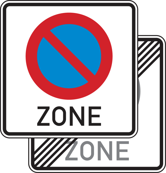 Beginn eines eingeschränkten Haltverbots für eine Zone, doppelseitig
