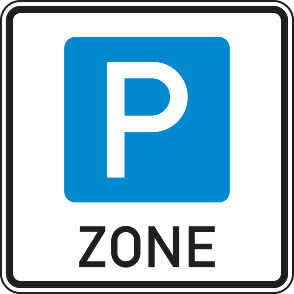 Beginn einer Parkraumbewirtschaftungszone