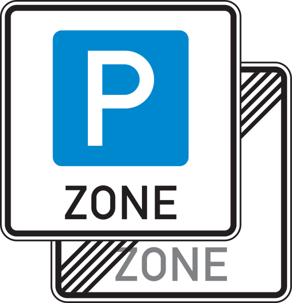 Beginn einer Parkraumbewirtschaftungszone doppelseitig
