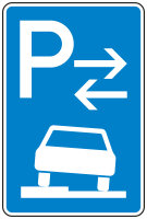 Parken auf Gehwegen halb in Fahrtrichtung links Mitte