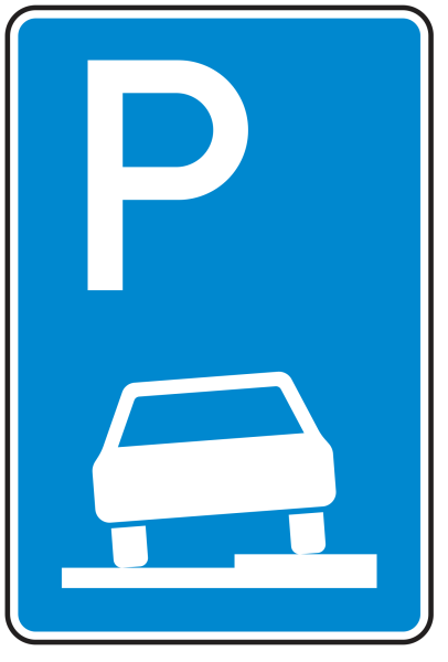 Parken auf Gehwegen halb in Fahrtrichtung rechts