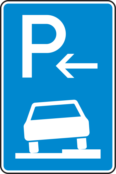Parken auf Gehwegen halb in Fahrtrichtung rechts Anfang