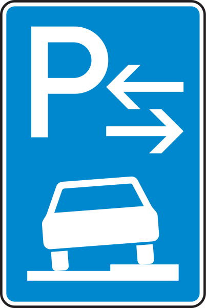 Parken auf Gehwegen halb in Fahrtrichtung rechts Mitte