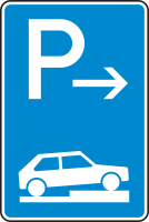 Parken auf Gehwegen halb quer zur Fahrtrichtung rechts Ende