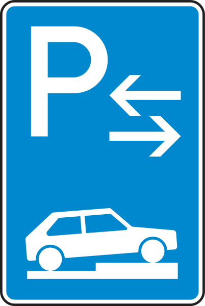 Parken auf Gehwegen halb quer zur Fahrtrichtung rechts Mitte