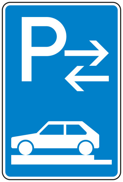 Parken auf Gehwegen ganz quer zur Fahrtrichtung links Mitte