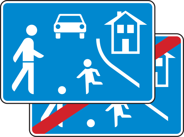 Verkehrsberuhigter Bereich, doppelseitig