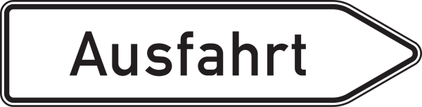 Ausfahrt von anderen Straßen außerhalb der Autobahn in weiß (in Verbindung mit Z.332.1-20)