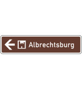 Touristischer Hinweis als Wegweiser, linksweisend