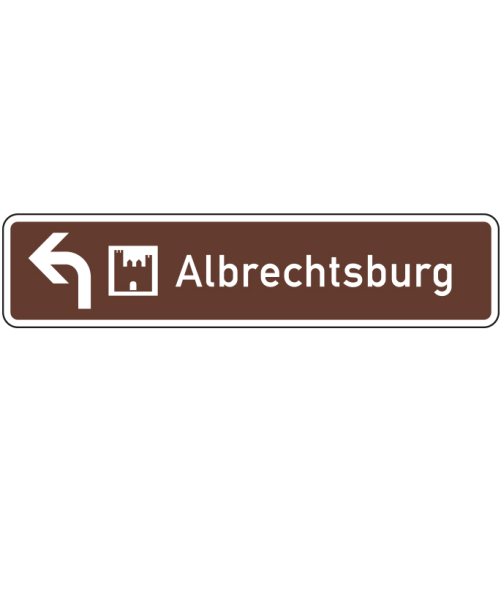 Touristischer Hinweis als Vorwegweiser, linksweisend