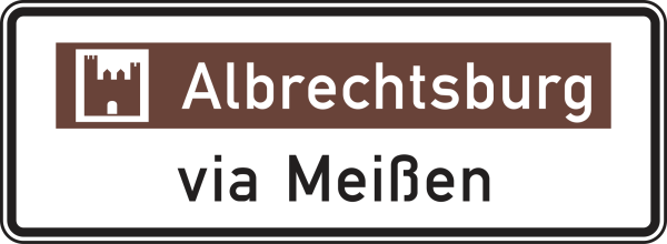 Touristischer Hinweis mit Bezugsziel, Variante „via …”