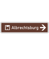 Touristischer Hinweis als Wegweiser, rechtsweisend