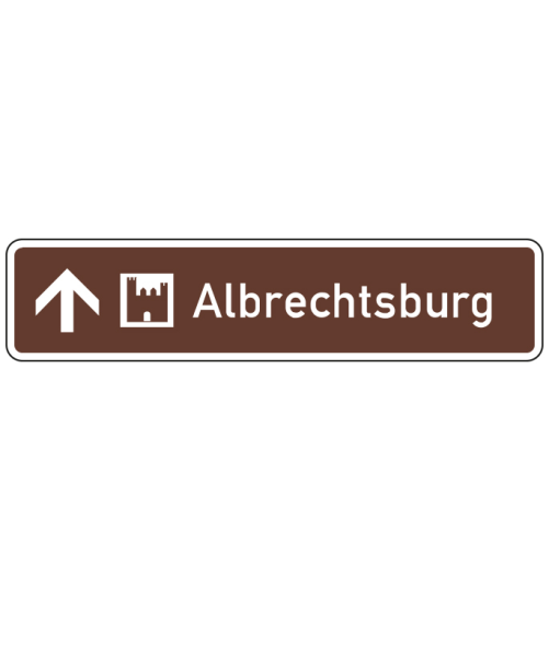 Touristischer Hinweis als Wegweiser, geradeaus