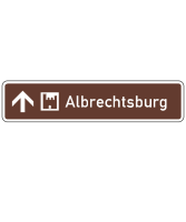 Touristischer Hinweis als Wegweiser, geradeaus