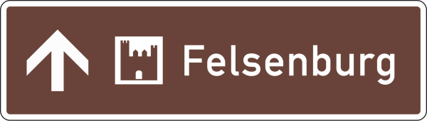 Touristischer Hinweis als Vorwegweiser, geradeaus