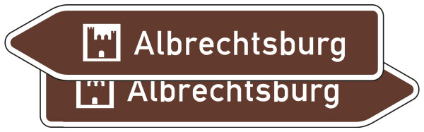 Touristischer Hinweis als Pfeilwegweiser, doppelseitig