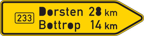 Pfeilwegweiser auf Bundesstraßen, rechtsweisend