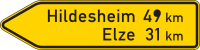 Pfeilwegweiser auf sonstigen Straßen, linksw.